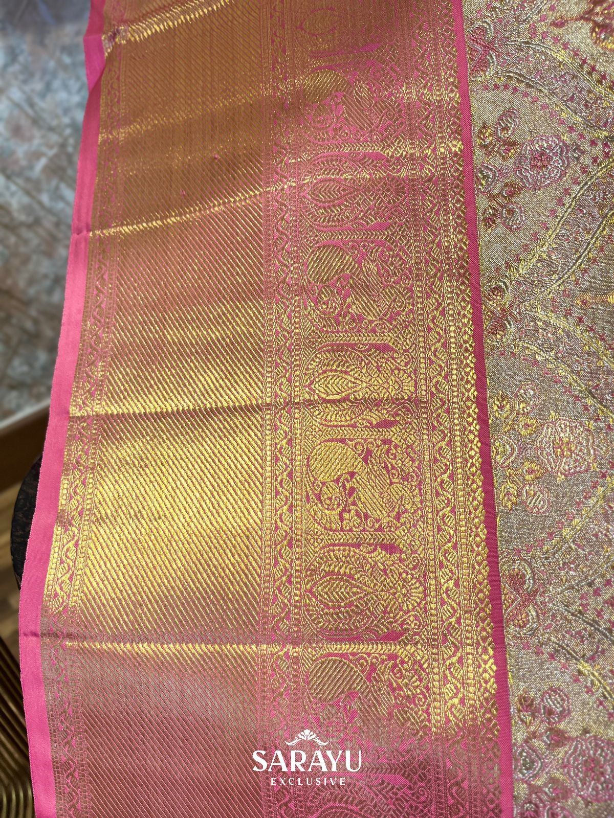Light Blush Pink and Coral Pink Combination Pure Kanchi Silk