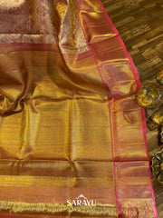 Light Blush Pink and Coral Pink Combination Pure Kanchi Silk