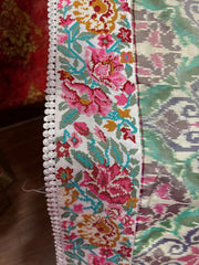 Twill Ikkat Machine Embroidered Saree
