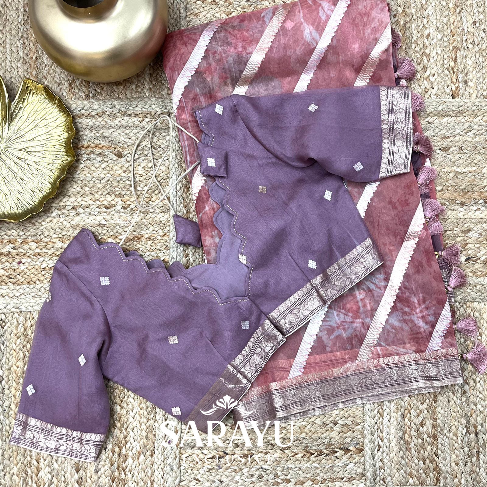 Mauve Handwoven Organza Pure Silks