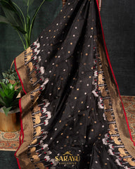 Black Designer Chanderi Pure Silk