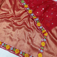 Red Exclusive Jamawar Tissue