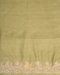 Light Green Digital Printed Handworked Pure Organza Saree