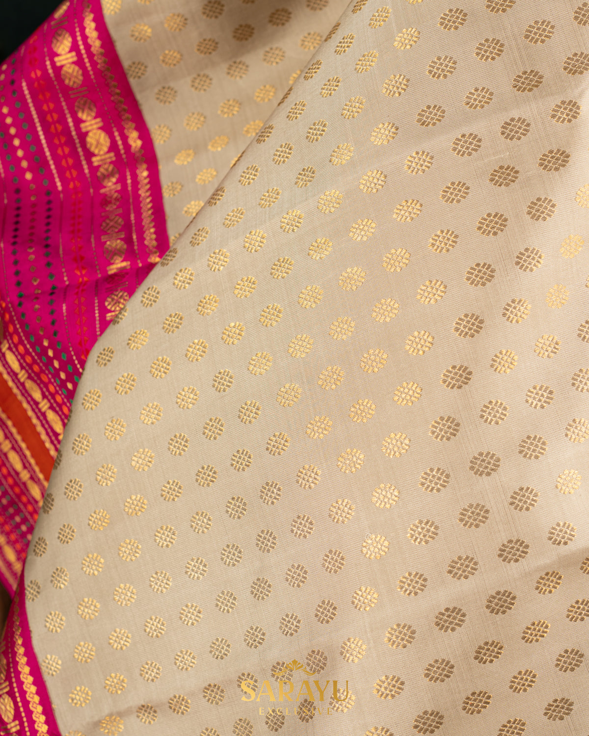 Sandle and Pink Combination Kanchi Silk