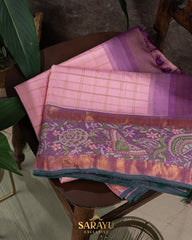 Baby Pink and Lavender Combination Exclusive Designer Pure Kanchi