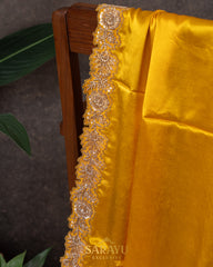 Yellow Italian German silk designer saree