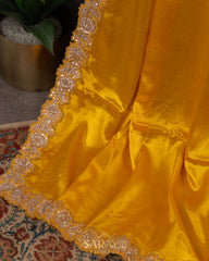 Yellow Italian German silk designer saree