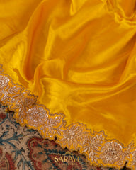 Yellow Italian German silk designer saree