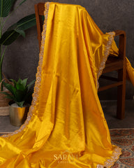 Yellow Italian German silk designer saree