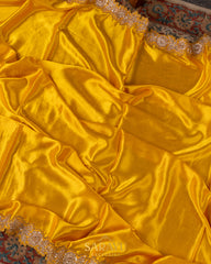 Yellow Italian German silk designer saree