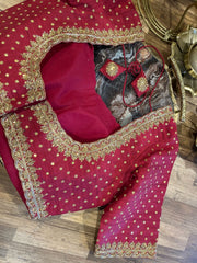 Red Rawsilk Handworked Blouse