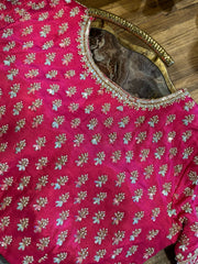 Bright Pink Intricate Handworked Silk Blouse