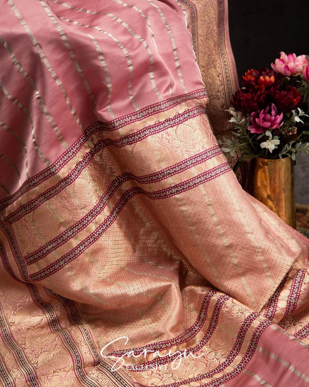 Light Blush Pink Contemporary Banarasi Soft Drape Pure Silk