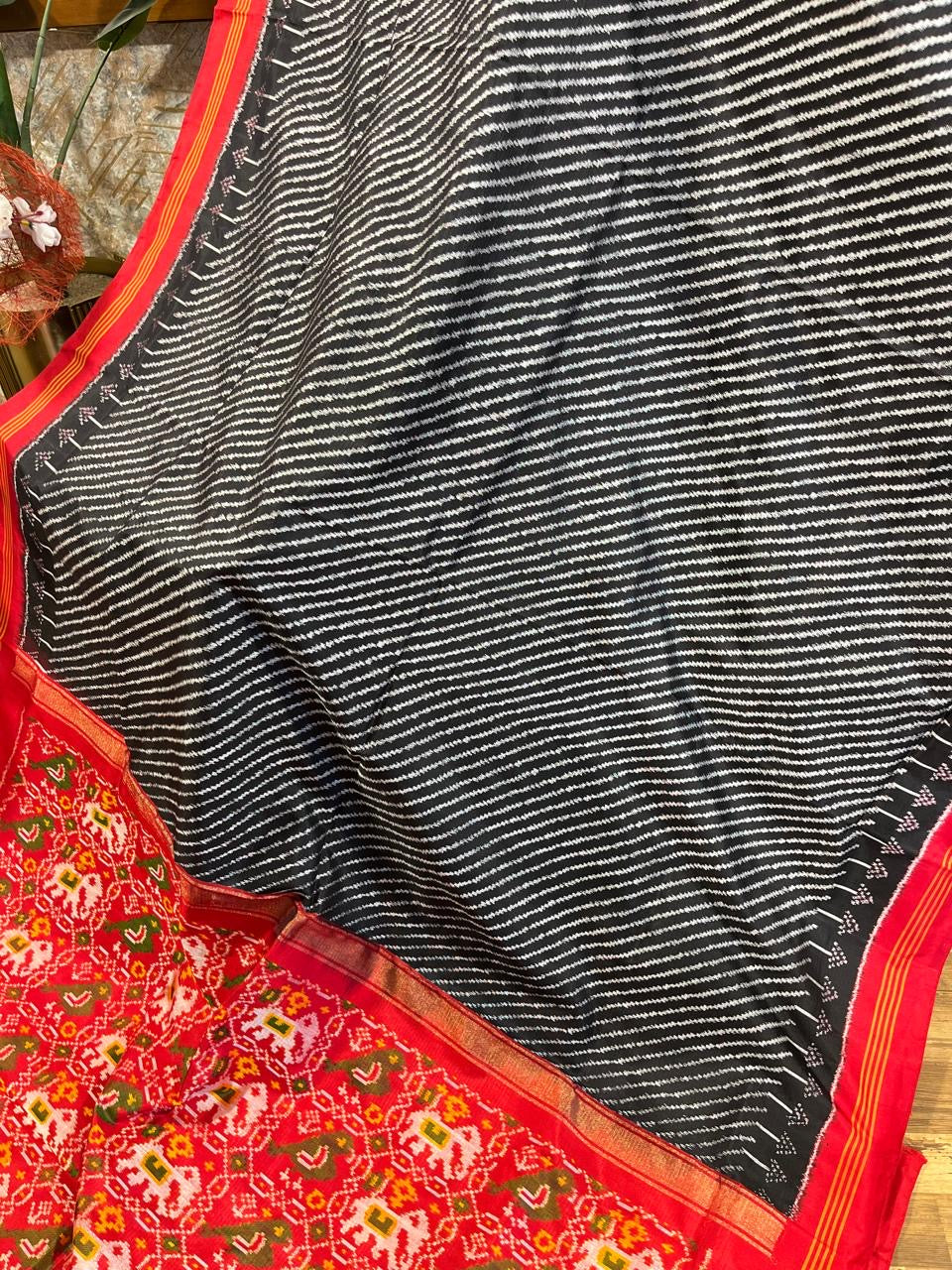 Black and Red Twill ikkat