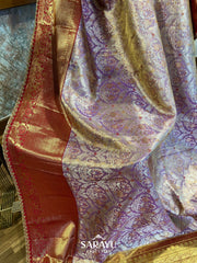 Exclusive Designer Mauve and Red Pure Kanchi Silk