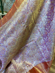 Exclusive Designer Mauve and Red Pure Kanchi Silk