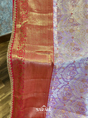 Exclusive Designer Mauve and Red Pure Kanchi Silk