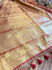 Exclusive Designer Mauve and Red Pure Kanchi Silk