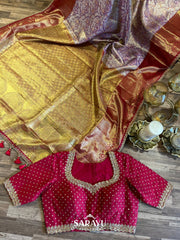 Exclusive Designer Mauve and Red Pure Kanchi Silk