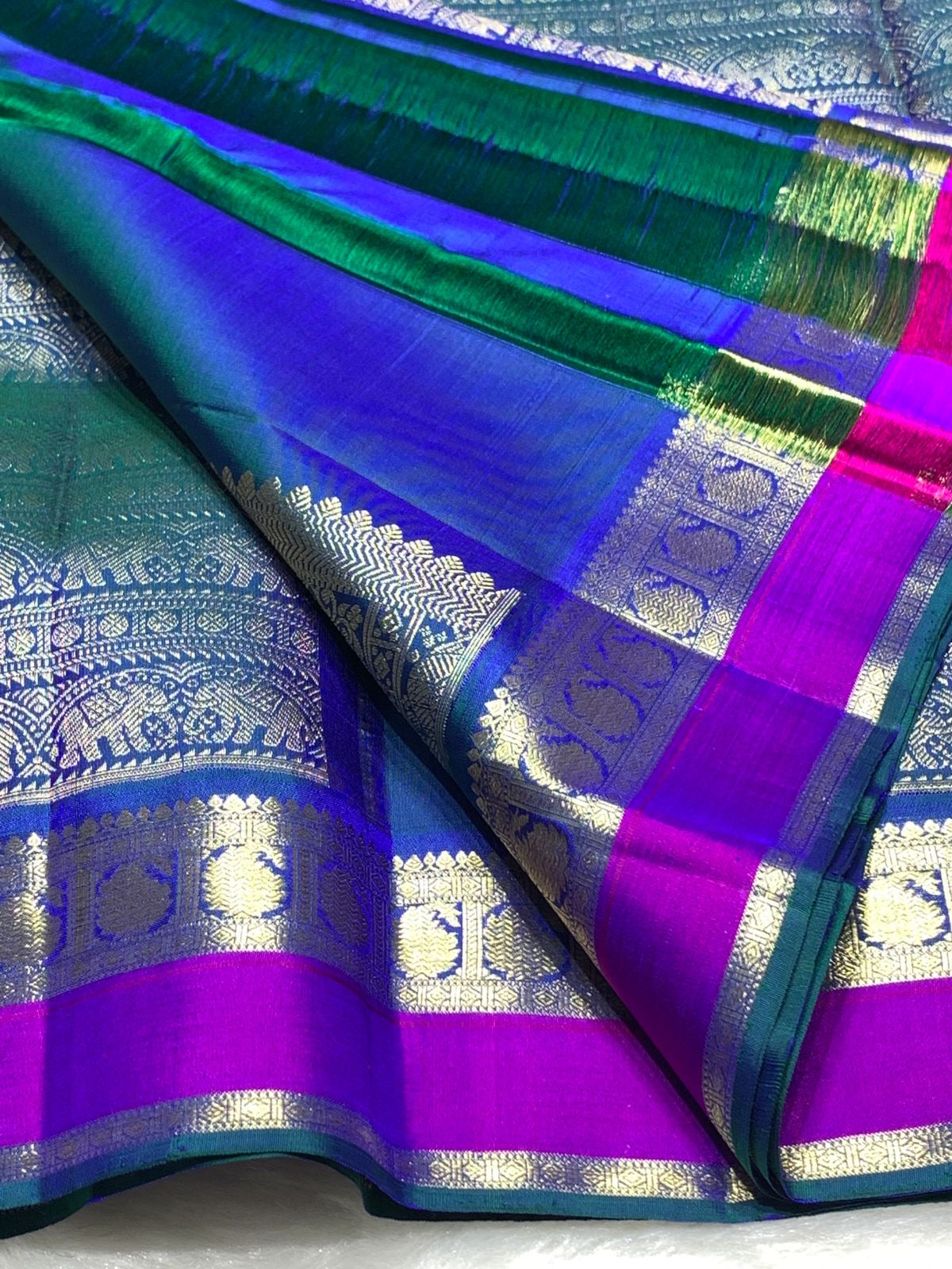 Blue and Magenta Pure Kanchi Pattu