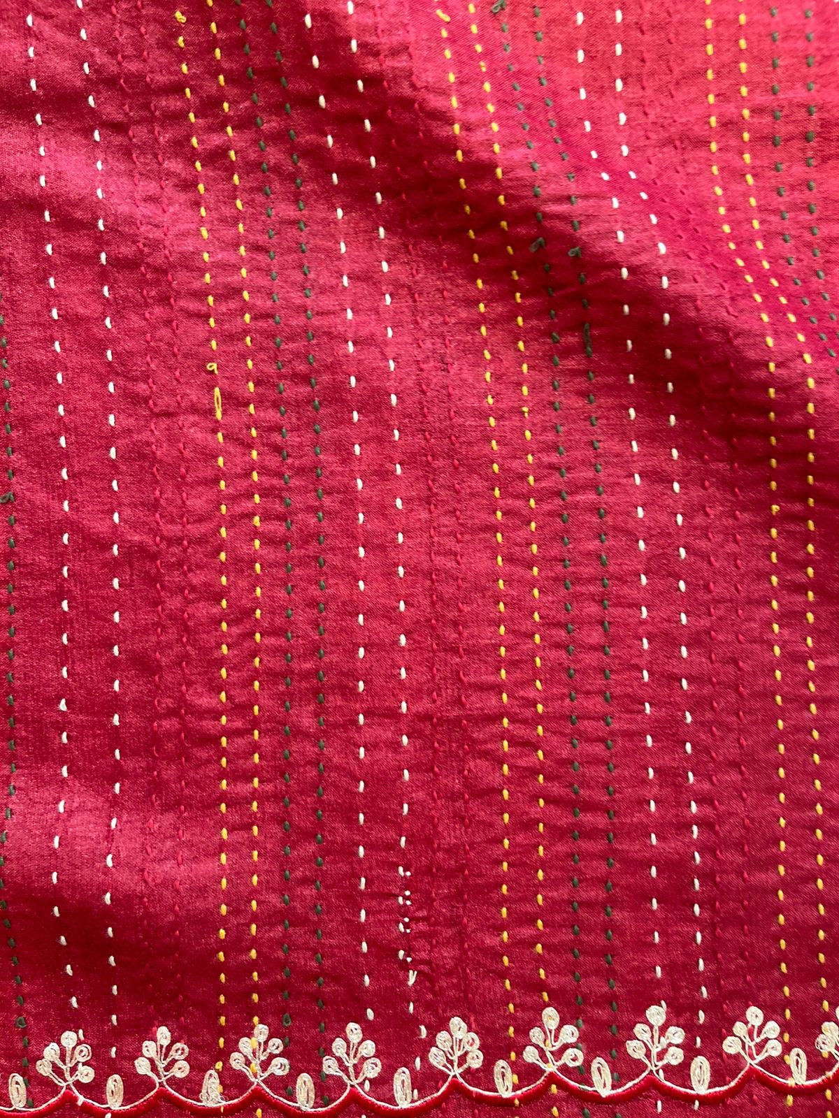 Maroon Red Green Tussar