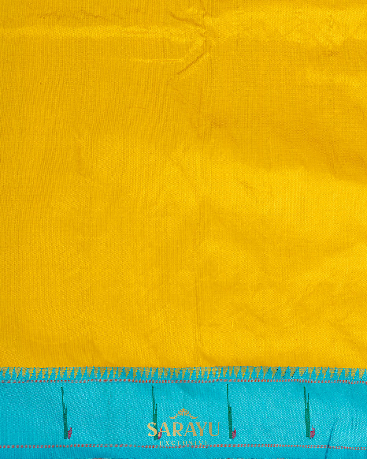 Yellow and Coppersulphate Pure Paithani Half Overall Saree