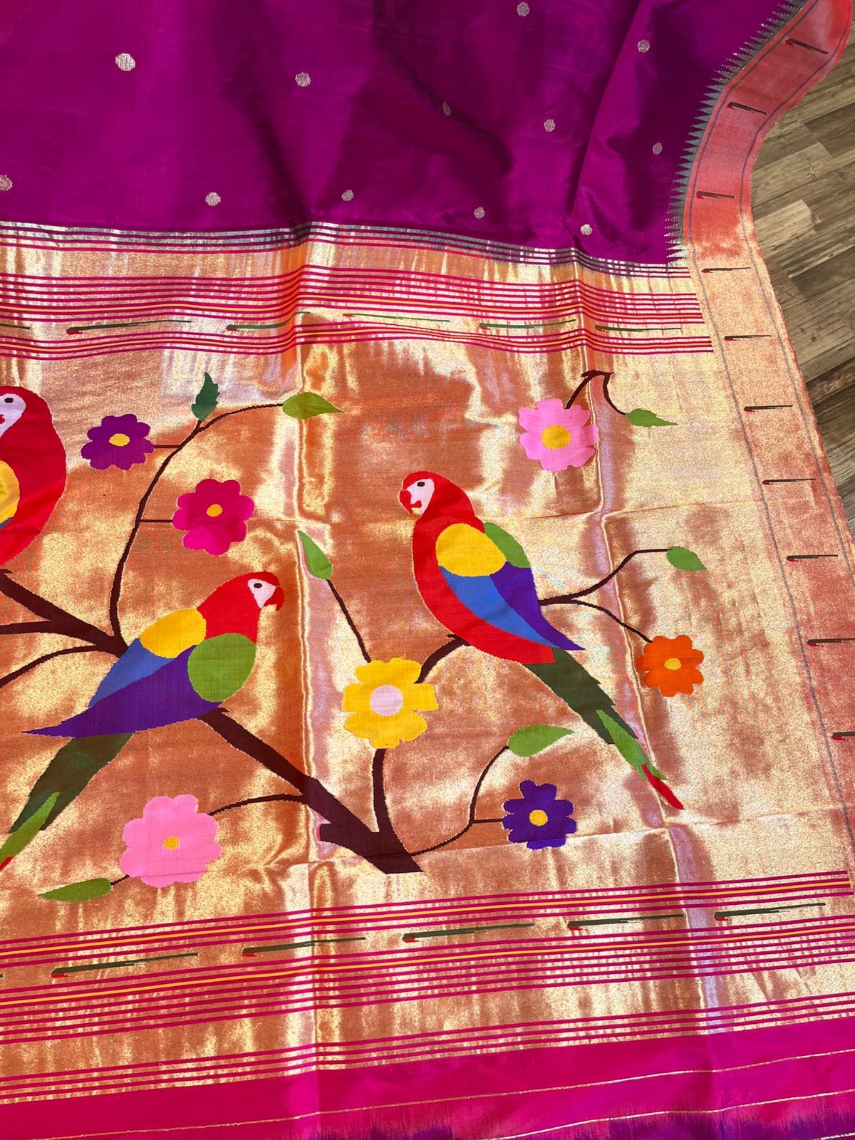 Magenta Pink Single Muniya Pure Paithani !!