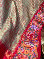 Ikkat Embroidered Saree