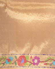 Beige Masterweaved Pure Silk Tissue Paithani All Over Saree