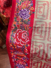 Ikkat Embroidered Saree
