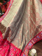 Ikkat Embroidered Saree