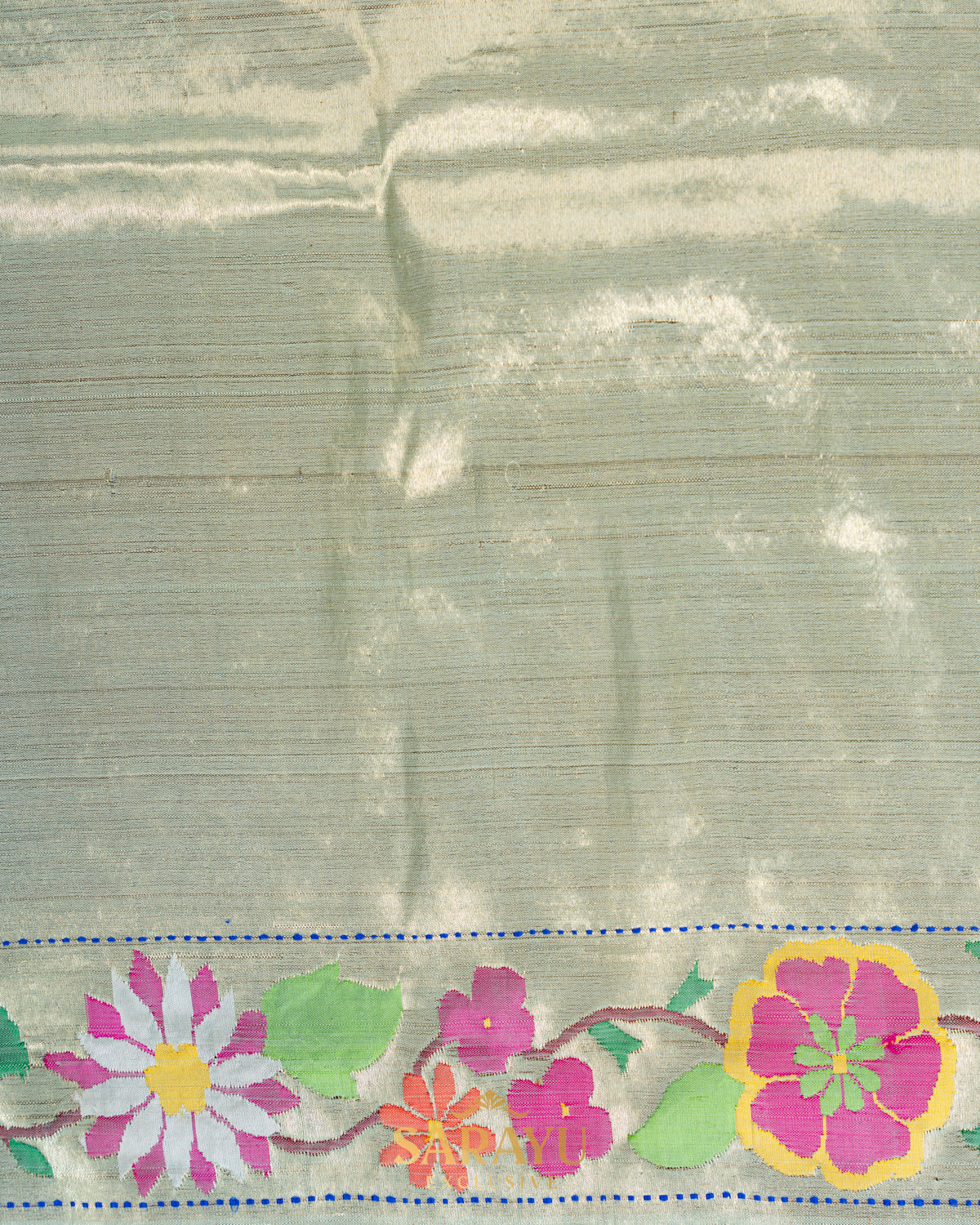 Ice Blue Pure Tissue Paithani All Over Saree