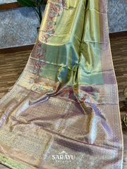 Pista Green Pure Kanchi Tissue Silk