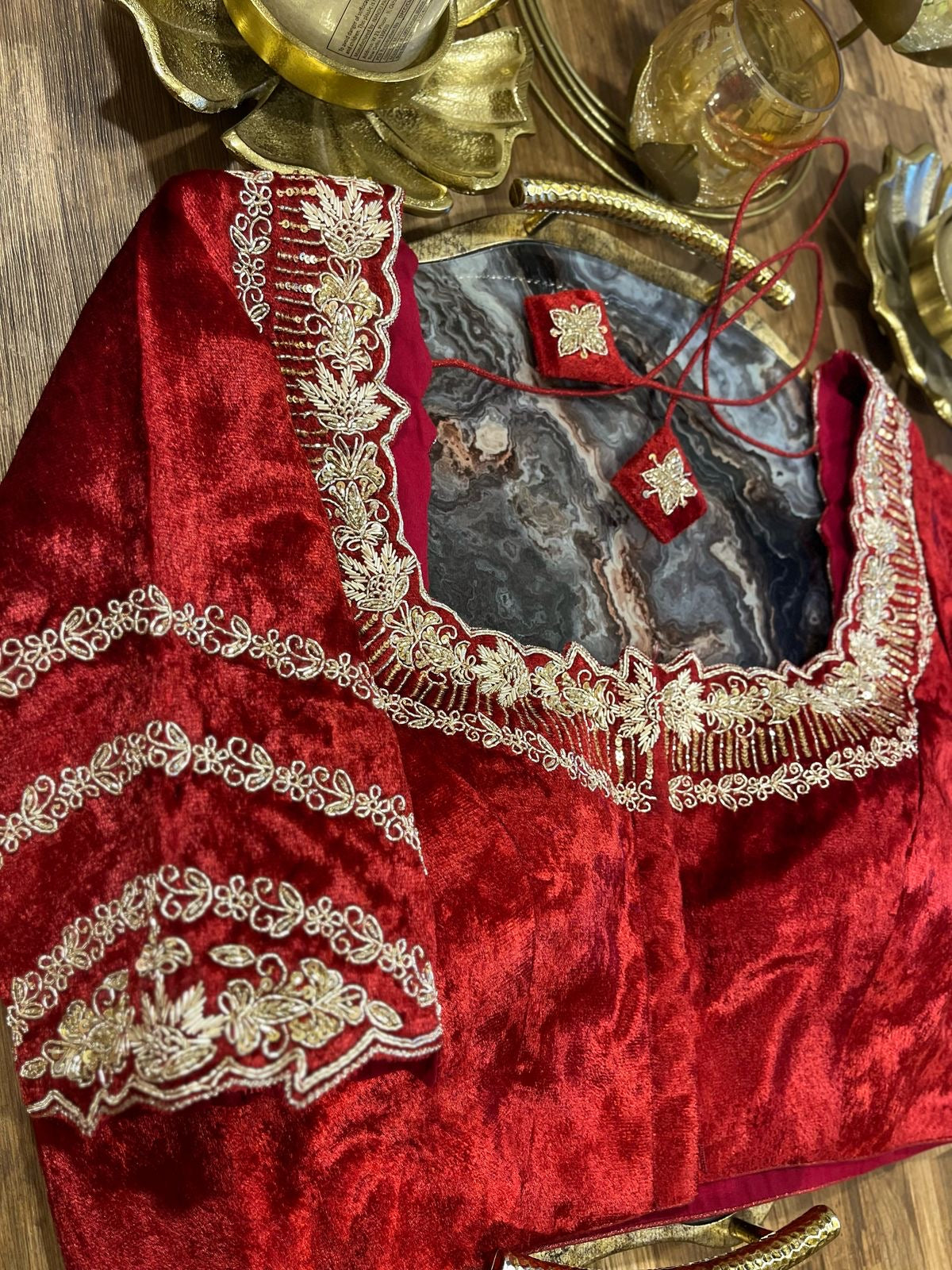 Red Velvet Designer Blouse
