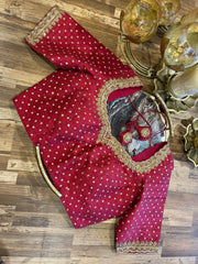 Red Rawsilk Handworked Blouse