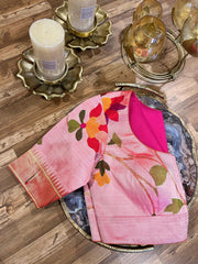 Peach Allover Pathani Pure Silk Blouse