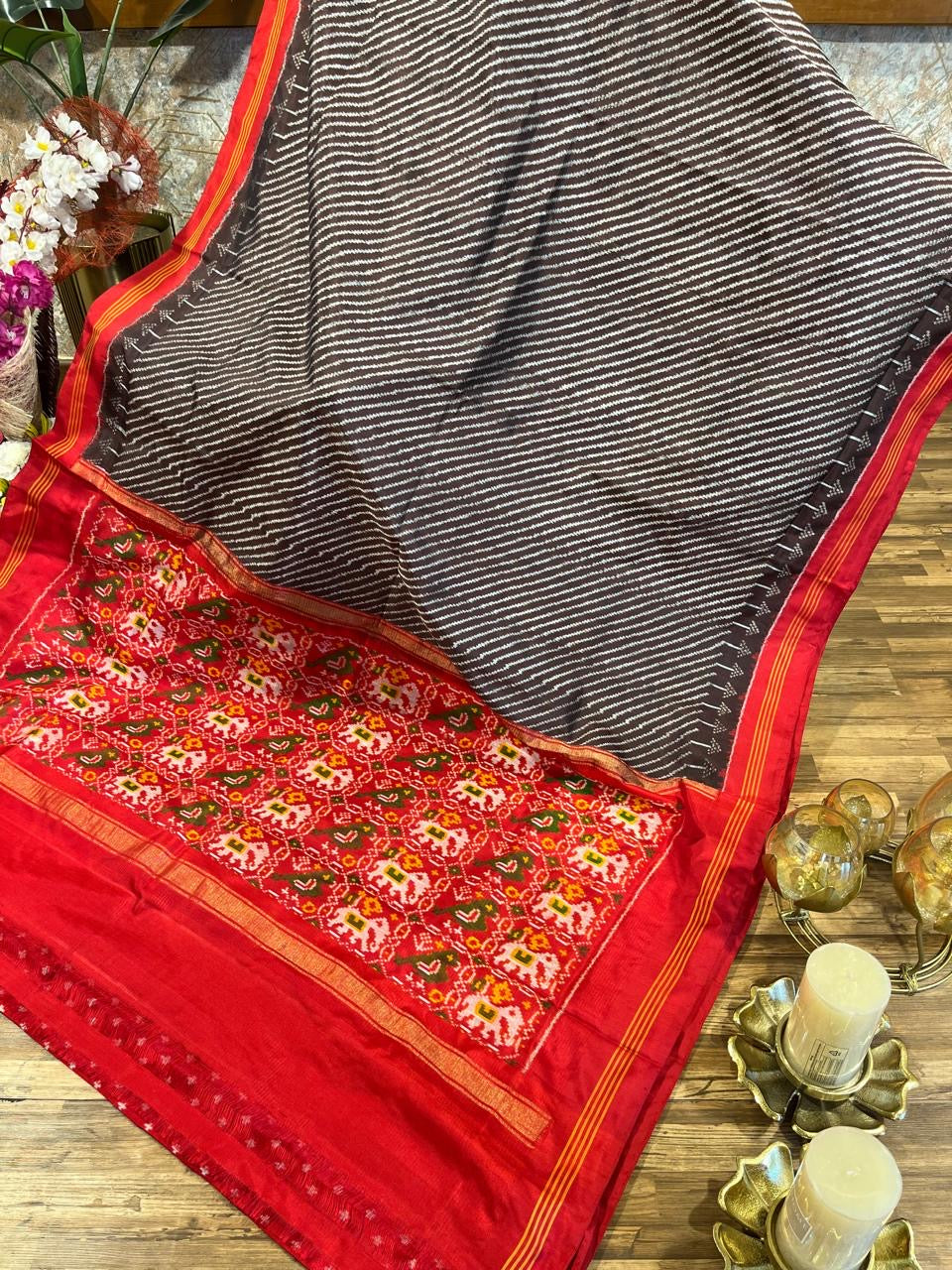 Brown and Red Twill ikkat