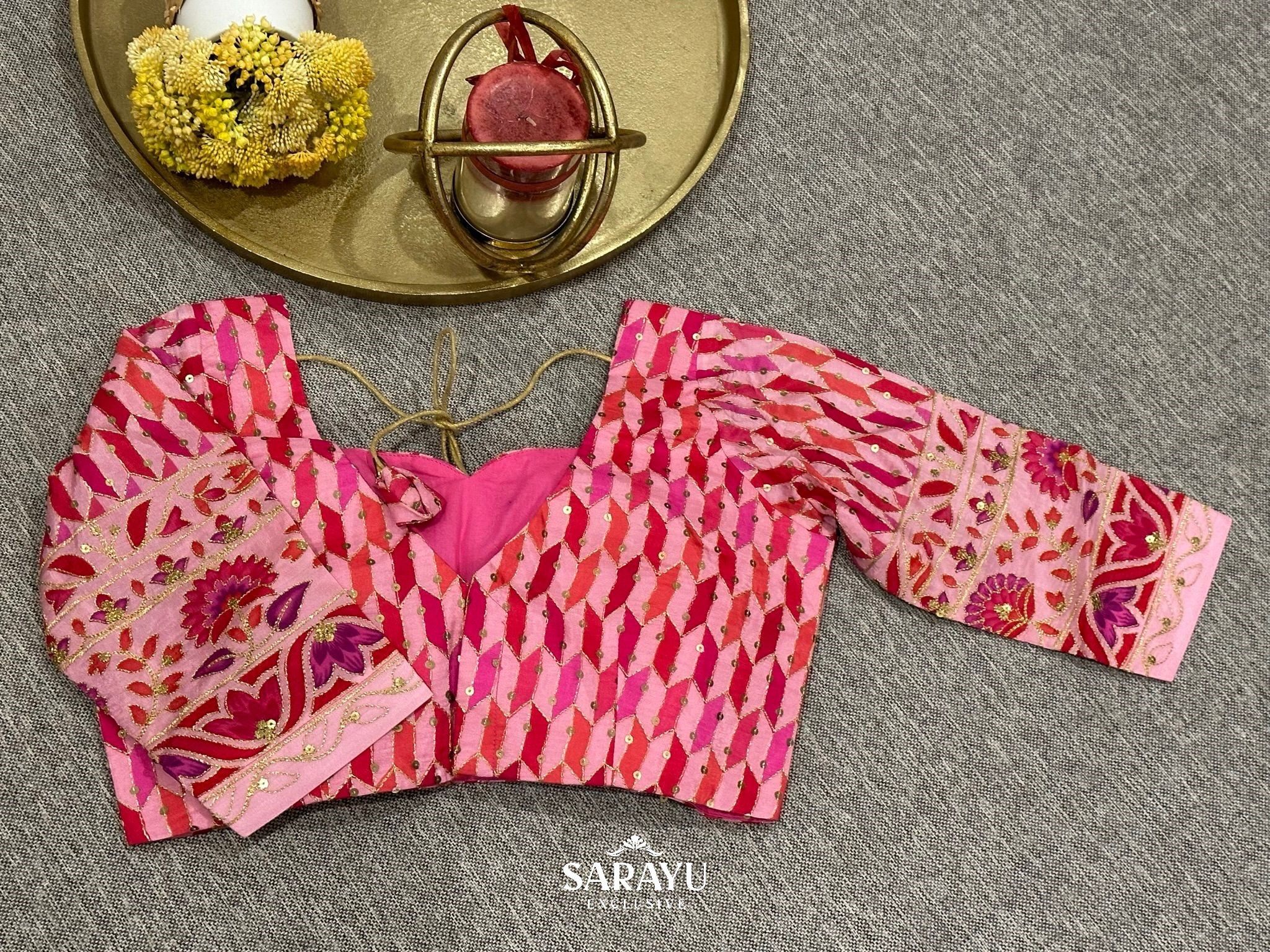 Pink Fancy Georgette Patten Blouse