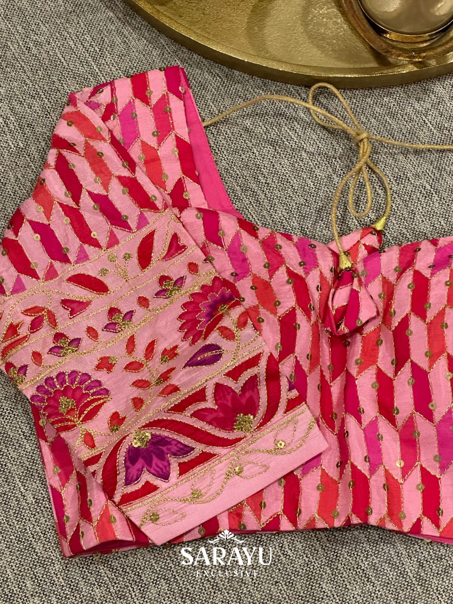 Pink Fancy Georgette Patten Blouse