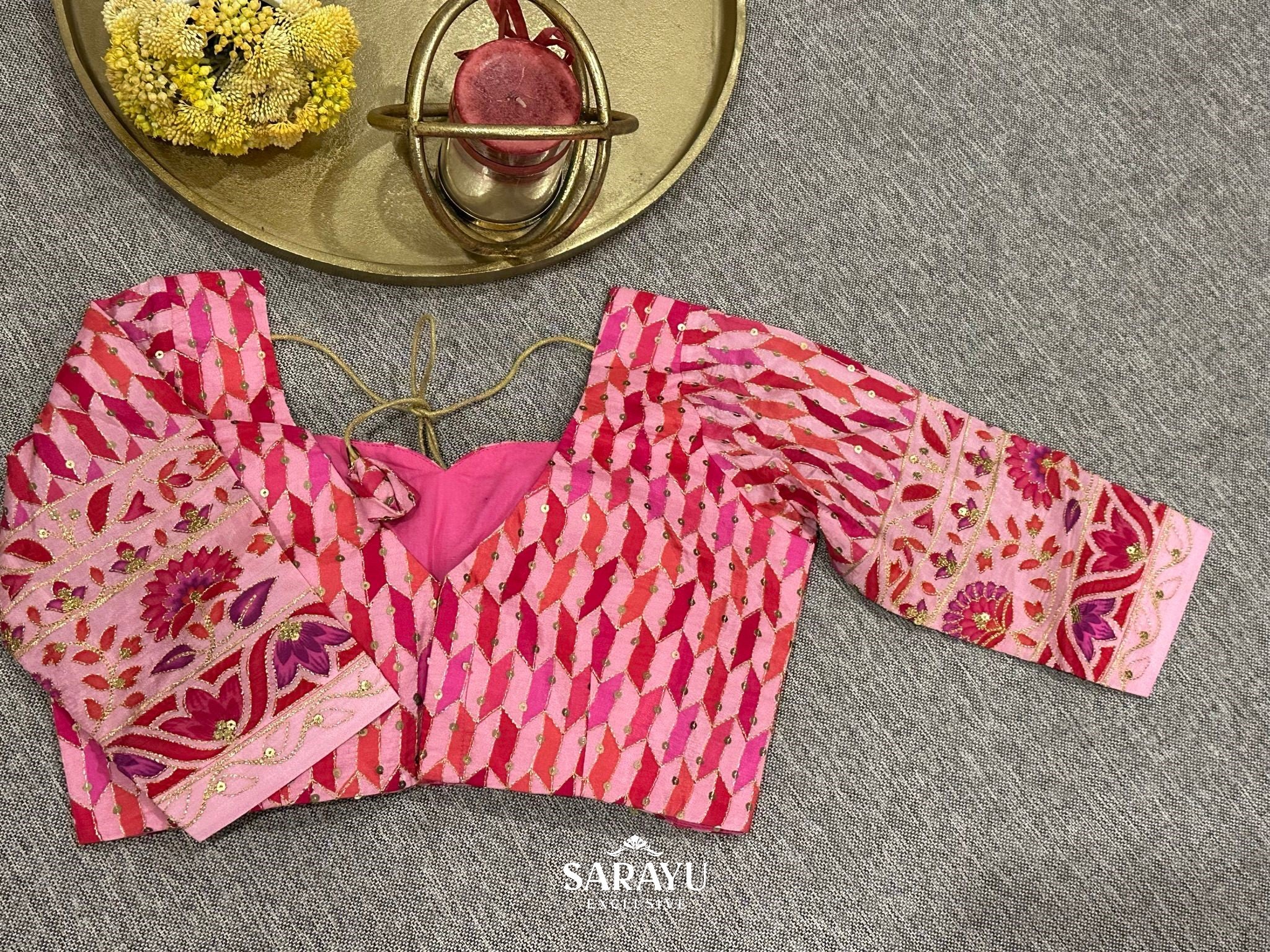 Pink Fancy Georgette Patten Blouse