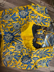 Yellow Silk Handworked Designer Blouse