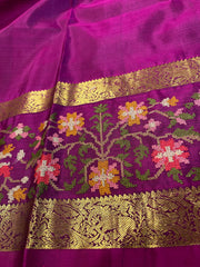 Grey and Magenta Pink Pure Kanchi Silk