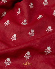 Brick Red Pure Tussar Silk