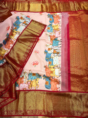 Baby Pink Pure Kanchi Digital Silk