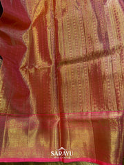 LIght Pink and Deep Peach Kanchi Pure Silk