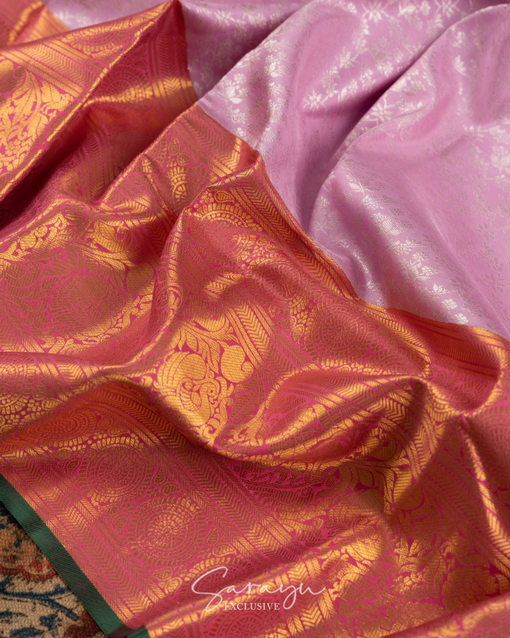 Light Lavender and pink shade pure authentic kanchi pattu
