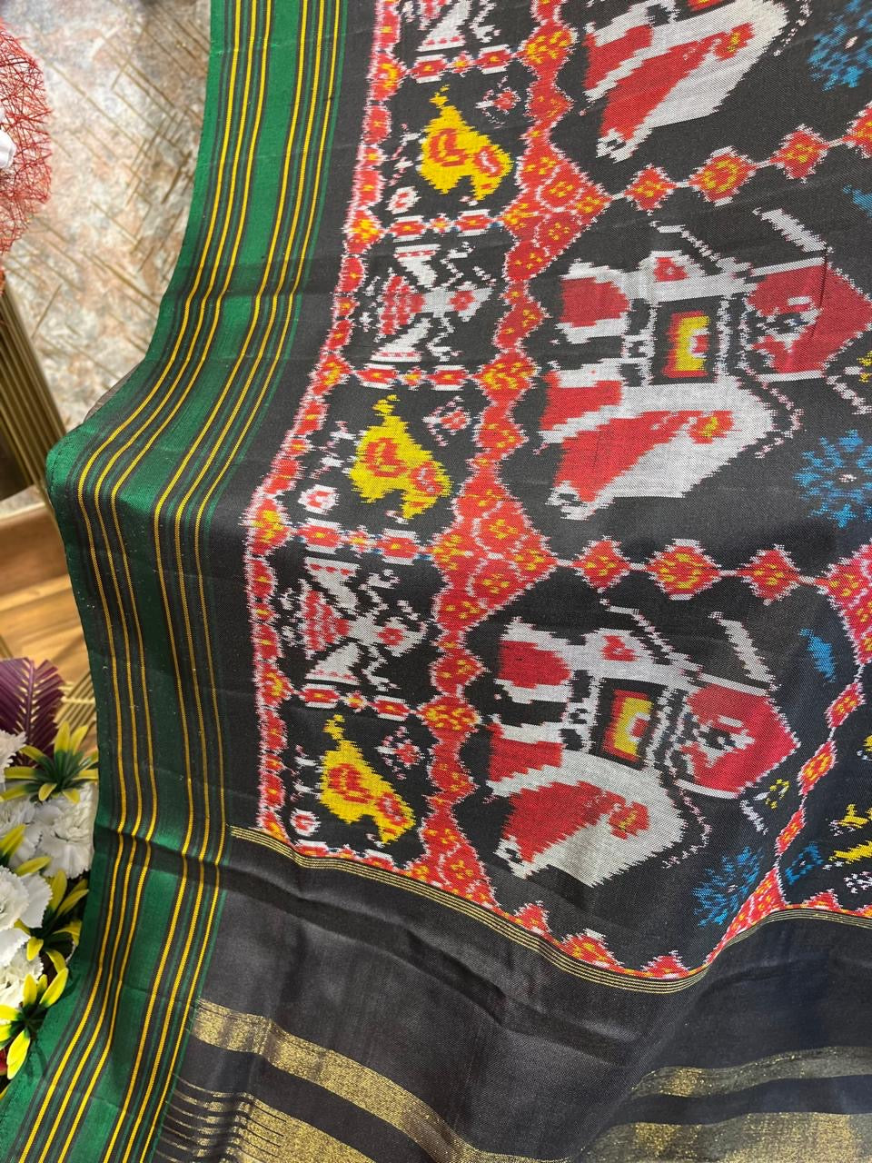 Black and Green Twill ikkat