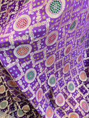 Purple Double Shaded Banarasi Bandhini Georgette