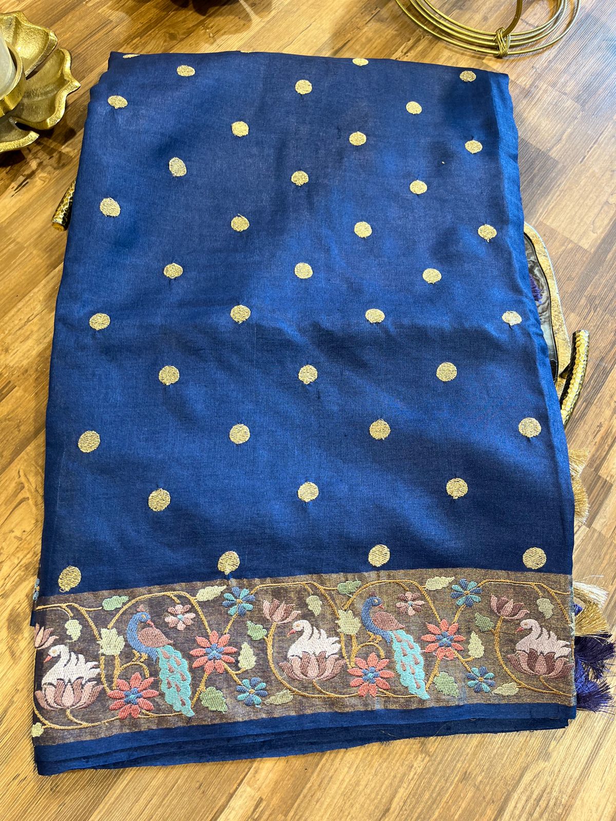 Navy Blue Shade Pure Tussar Saree