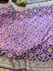 Purple Double Shaded Banarasi Bandhini Georgette